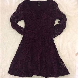 Plum Lace Long Sleeve Dress